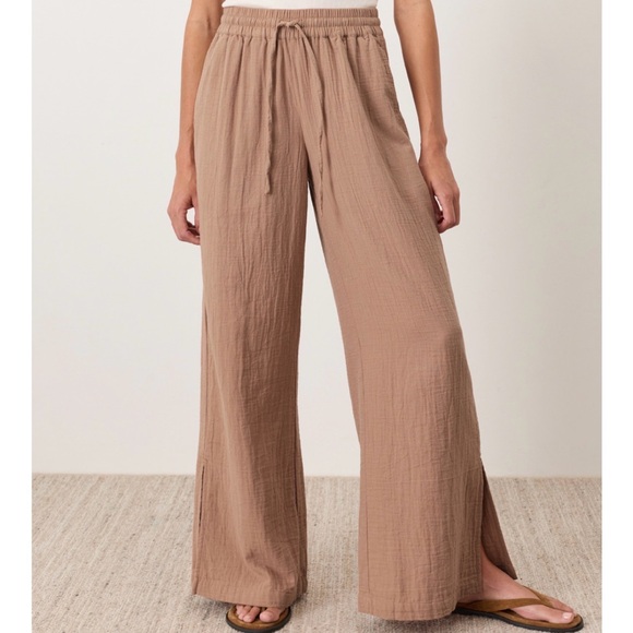 Pact Pants - Pact Organic Coastal Double Gauze Split Hem Pant - Dusty Sage